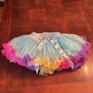 Ballerina Dance Tutu Tulle Dress Skirt Pink Rainbow  Sparkly Dress Up Costume